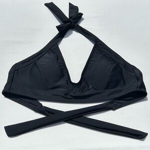 Shekini Basic Black Tie Halter Bikini Top Womens Size M